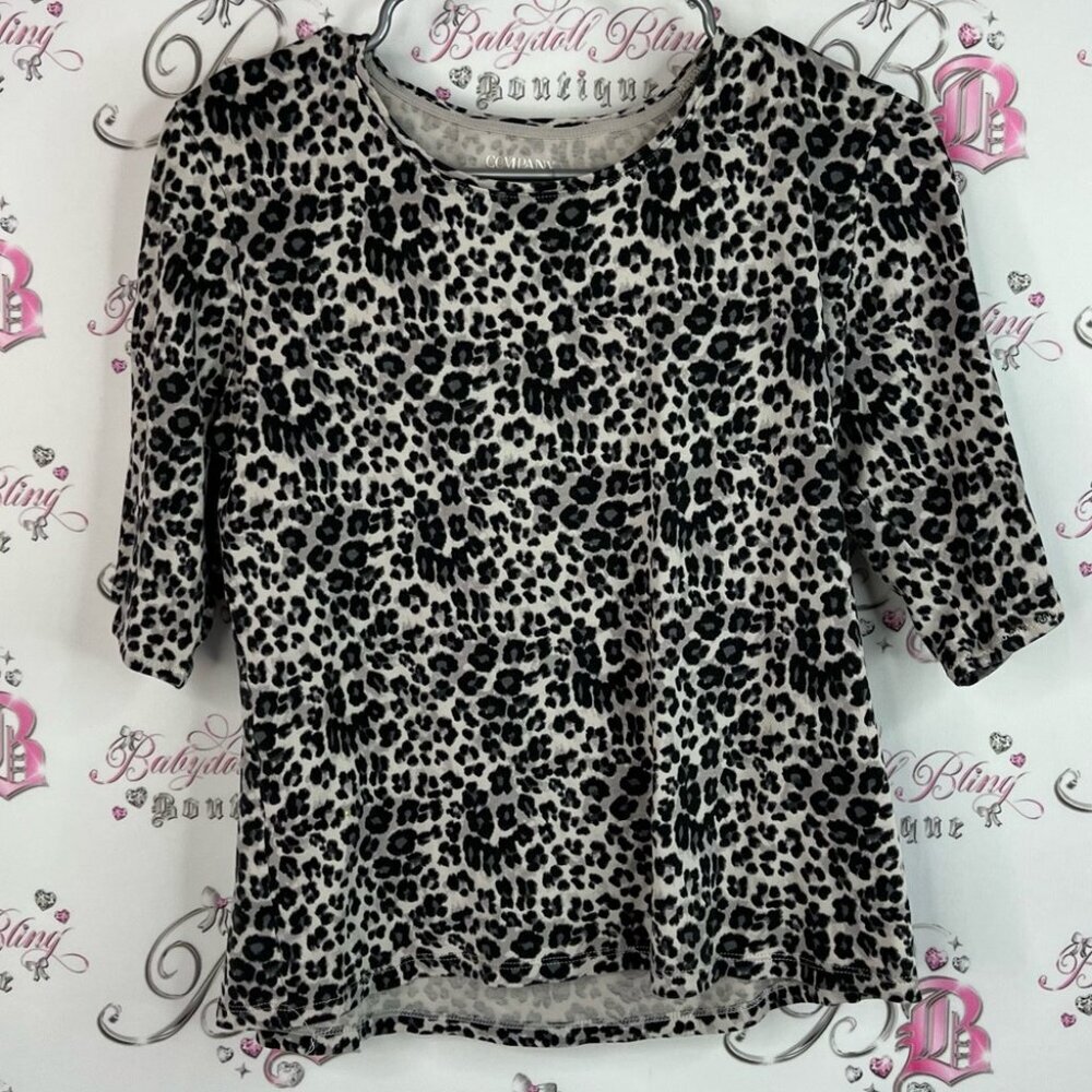 Company Ellen Tracy top shirt cheetah Leopard Print Top with 3/4 Sleeves